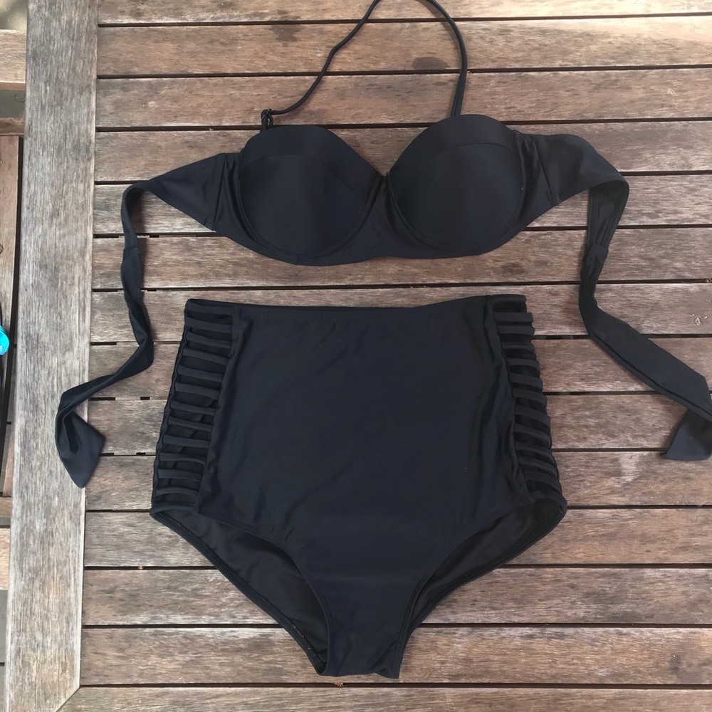 Black High Waisted Bikini L
